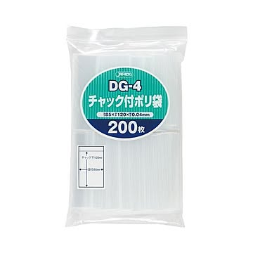 (まとめ) ジャパックス チャック付ポリ袋 ヨコ85×タテ120×厚み0.04mm DG-4 1パック(200枚)  【×30セット】