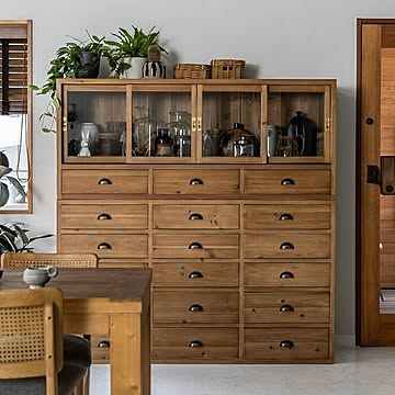 Oriza 杉古材ガラスキャビネット159