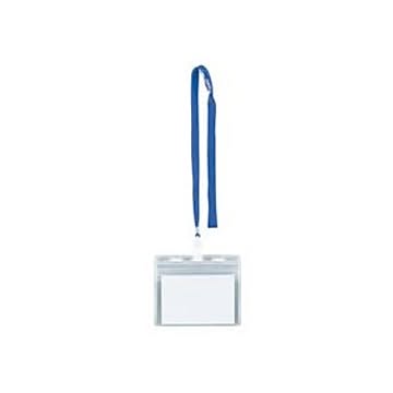 （まとめ）IDカード用吊り下げ名札 ロック式チャックタイプ 青 10個入×5パック