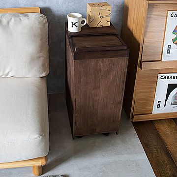 Pau 天然木スライド式ダストボックス ブラウン 45L m11720