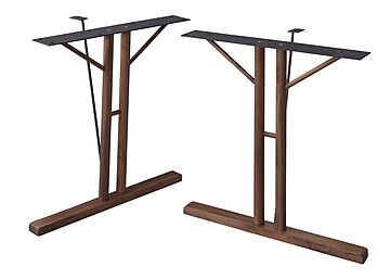 ダイニングテーブル脚 2脚組 W66×D31.5×H68 ブラウン 天然木 T型 スチール