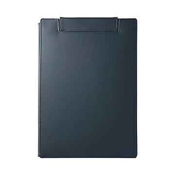 （まとめ）キングジム レザフェスUクリップボード（カバー付）A4 ネイビー 1932LU 1枚【×10セット】