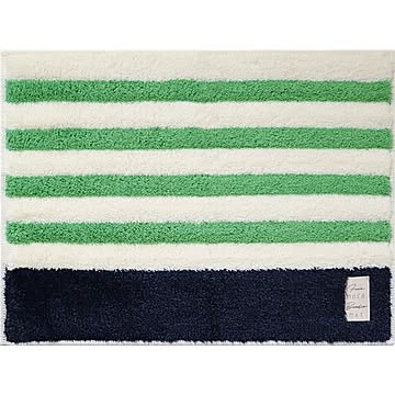 オカトー ふわもこバスマット 45×60cm グリーンボーダー 2セット