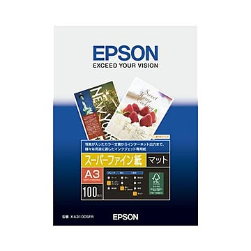 （まとめ） エプソン EPSON スーパーファイン紙 A3 KA3100SFR 1冊（100枚） 【×2セット】