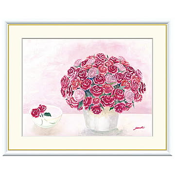 額絵 可憐なピンクのブーケ 洋美 61x49.5cm 三幸