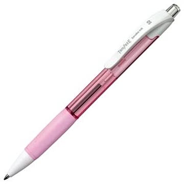 （まとめ） TANOSEE ノック式油性ボールペン（なめらかインク） 0.5mm 黒 （軸色 クリアピンク） 1本 【×60セット】