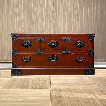 民芸家具 整理箪笥二段（鍵付き）