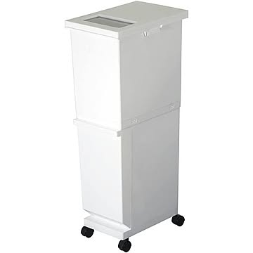 新輝合成 ユニード 2段分別ゴミ箱 55L ホワイト 下段32L 上段23L キャスター付き