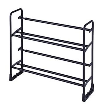 6個セット 伸縮式 シューズラック/下駄箱 マットブラック 2段 幅53〜80cm スチール 『天馬 プロフィックス 美style』