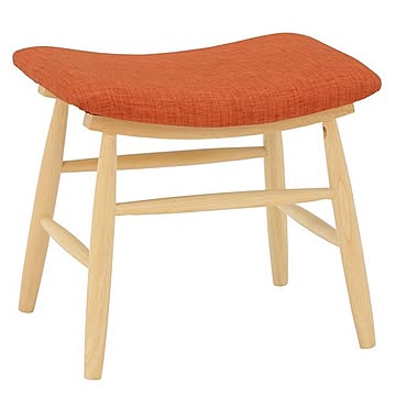 オットマンスツール 2台セット ナチュラル×オレンジ 幅47×奥行34×高さ42cm 完成品 木製