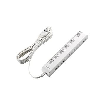 (まとめ)エレコム 個別スイッチ付省エネタップ(横挿しタイプ) T-E5C-2630WH×2セット