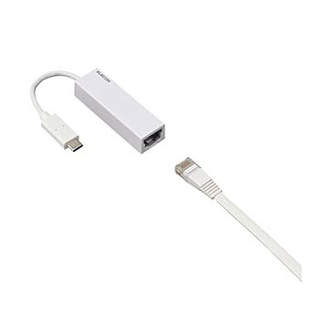 （まとめ）エレコム 有線LANアダプターGiga対応 USB3.1(Type-C) ホワイト EDC-GUC3-W 1個【×2セット】