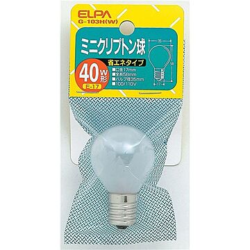 （まとめ） ELPA ミニクリプトン球 電球 40W形 E17 ホワイト G-103H（W） 【×30セット】