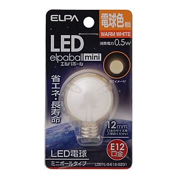 （まとめ） ELPA LED装飾電球 ミニボール球形 E12 G30 電球色 LDG1L-G-E12-G231 【×5セット】
