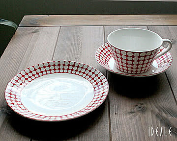 【復刻版】 グスタフスベリ エヴァ 493-08/3 ティーカップ＆ソーサー + 493-03 プレート18cm GUSTAVSBERG Eva