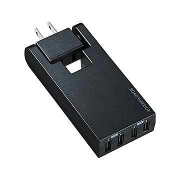 (まとめ)サンワサプライ スイングUSB充電タップ TR-AD3USBBK×2セット