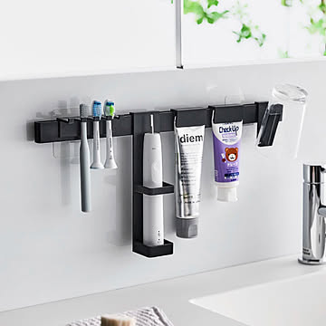 山崎実業 フィルムフック電動歯ブラシ＆歯磨き用品収納セット タワー tower