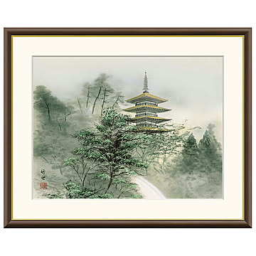 額絵 塔景望郷 田村竹世 52x42cm 三幸