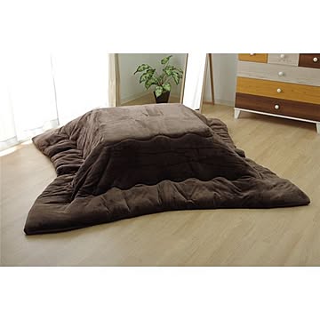 こたつ布団 【単品 正方形 無地 ブラウン 約185×185cm】 厚掛タイプ フランネル リバーシブル 抗菌 防臭 〔リビング〕