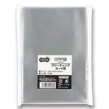 （まとめ） TANOSEE OPP袋 フラット グリーティングカード用 125×180mm 1パック（100枚） 【×20セット】