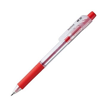 (まとめ) TANOSEE ノック式油性ボールペン ロング芯タイプ 0.7mm 赤 1セット（10本） 【×10セット】