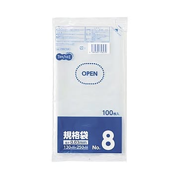 （まとめ）TANOSEE 規格袋 8号0.03×130×250mm 1セット（1000枚：100枚×10パック）【×5セット】