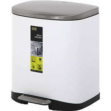 ステンレススチール キューブステップビン 20L ホワイト 蓋が閉まる音軽減 完成品