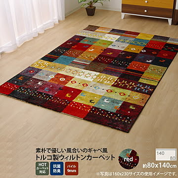 イケヒコ・コーポレーション フォリア ラグ 80×140cm レッド 2340319