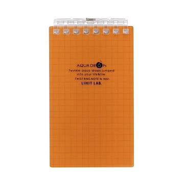 （まとめ） リヒトラブ AQUA DROPsツイストノート（メモサイズ） 125×72mm 8穴 5mm方眼罫 橙 40枚 N-1661-4 1冊 ×30セット