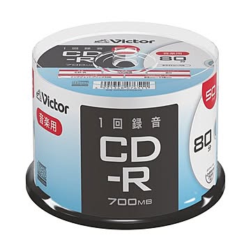 （まとめ）JVC 音楽用CD-R 80分1-48倍速対応 ホワイトワイドプリンタブル スピンドルケース AR80FP50SJ2 1パック（50枚）【×2セット】