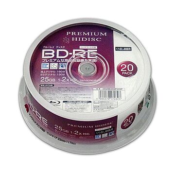 （まとめ）PREMIUM HIDISC BD-RE くり返し録画 2倍速 25GB 20Pスピンドルケース ×10個セット HDVBE25NP20SPX10