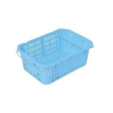 【10個セット】プラスケット/網目ボックス 【金具付き】 ブルー スタッキング金具使用時：段積み可【代引不可】