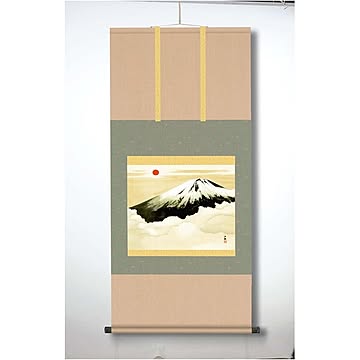 【横山大観生誕150年】富士図・富士絵画・高精彩特色技術絵■横山大観　霊峰富士掛軸(尺五)　霊峰不二