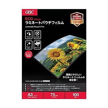 （まとめ）アコ・ブランズ ECOパウチフィルムA3 75μ YV075A3Z 1パック（100枚）【×5セット】