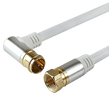 アンテナケーブル 3m ホワイト アルミヘッド L字差込式/ネジ式コネクタ AC30-382WH 管理No. 4533115063821