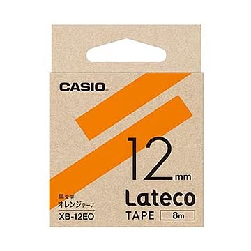 （まとめ）カシオ ラテコ 詰替用テープ12mm×8m オレンジ/黒文字 XB-12EO 1個【×20セット】