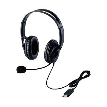 （まとめ）エレコムUSBヘッドセット(両耳大型オーバーヘッドタイプ) ブラック HS-HP28UBK 1個【×2セット】