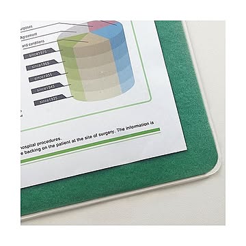 (まとめ）TANOSEE再生透明オレフィンデスクマット ダブル（下敷付） 600×450mm グリーン 1セット（5枚）【×3セット】