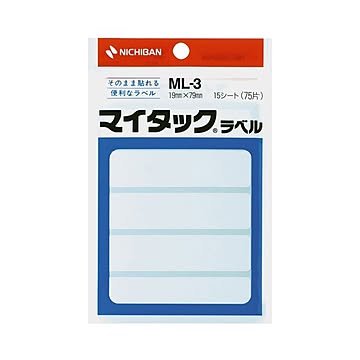 （まとめ） ニチバン マイタックラベル 一般無地 19×79mm ML-3 1パック（75片：5片×15シート） 【×30セット】
