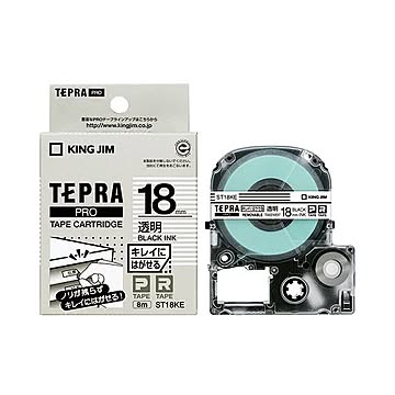 （まとめ）キングジム テプラ PROテープカートリッジ キレイにはがせるラベル 18mm 透明/黒文字 ST18KE 1個【×5セット】