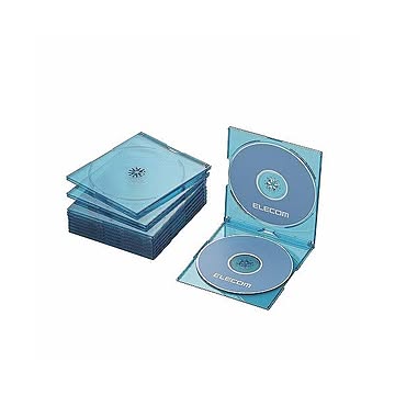 (まとめ)エレコム Blu-ray/DVD/CDケース(スリム/PS/2枚収納) CCD-JSCSW10CBU×10セット