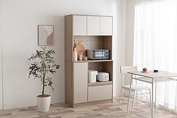 ナチュラルテイスト バイカラーキッチン収納