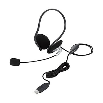 （まとめ）エレコムUSBヘッドセット(ネックバンドタイプ) 1.8m シルバー HS-NB05USV 1個【×3セット】