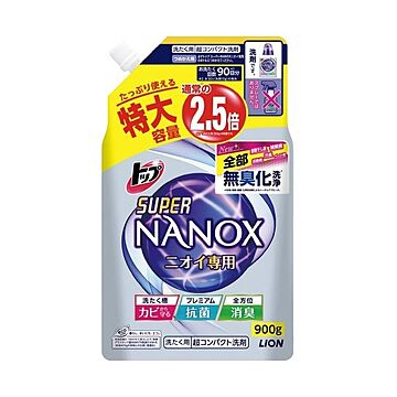 （まとめ）ライオン トップSUPER NANOX ニオイ専用900g 詰替（×30セット）