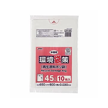 （まとめ） ジャパックス 環境袋策 再生原料ポリ袋 半透明 45L LR-44 1パック（10枚） 【×30セット】