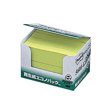 （まとめ） 3M ポスト・イット エコノパックふせんハーフ 再生紙 75×12.5mm グリーン 5601-G 1パック（20冊） ×5セット