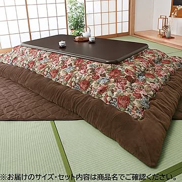 こたつ布団/寝具 3点セット 【約幅150cm用 花畑柄】 掛け布団 上掛け 敷布団セット 〔リビング ダイニング〕