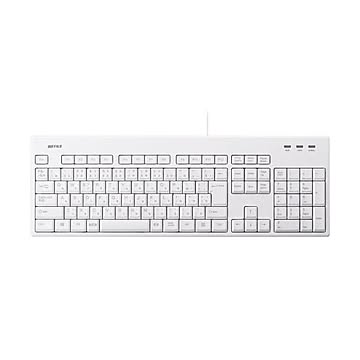 バッファロー USB接続有線フルキーボード 丸洗い対応 ホワイト BSKBU310WHZ 1台