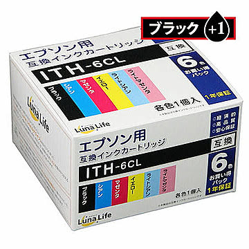 エプソン用 ITH-6CL 互換インクカートリッジ ブラック1本おまけ付き7本セット 管理No. 4582458926881