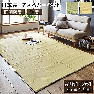 ラグマット/絨毯 【江戸間】 洗える 日本製 抗菌 防臭 消臭 〔アウトドア レジャー リビング〕